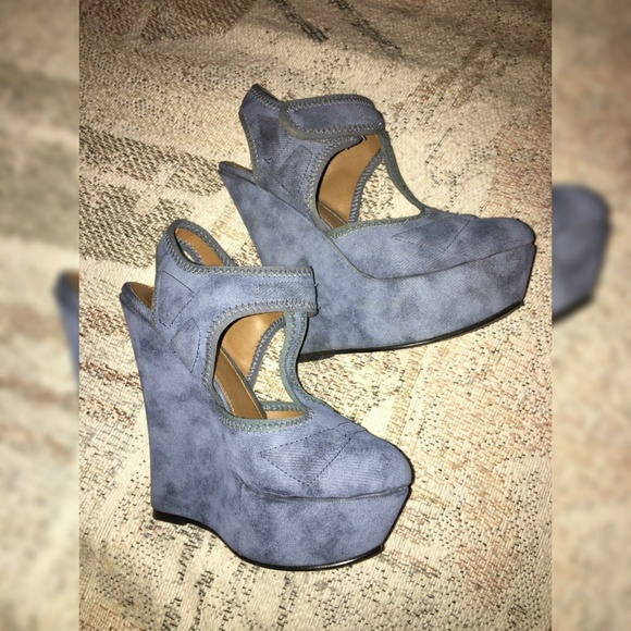 Blue Jean Platform Wedges - Picture 2 of 6